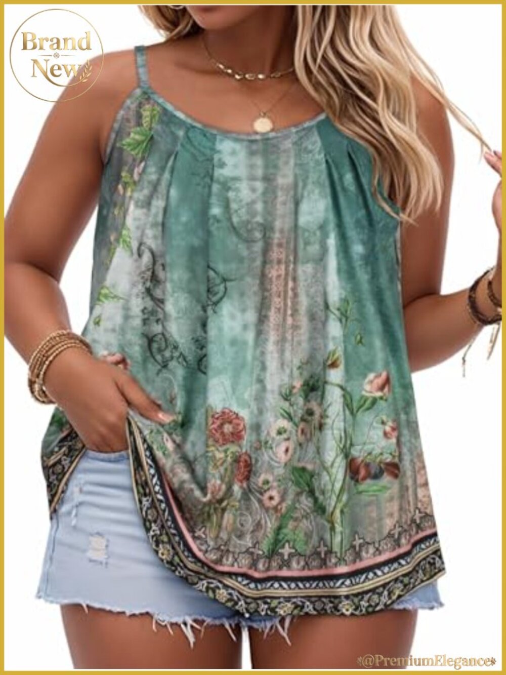 Plus Size Spaghetti Strap Tank Top Flowy Cotton Tunic Summer Sleeveless